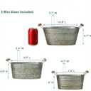 vensovo Galvanized Metal Oval Planter Buckets with Handles – Set of 3 Rustic Farmhouse Flower Tubs with Drain Holes & Plugs, Vintage Small Pots for Herbs, Succulents, Wedding or Tabletop Decor