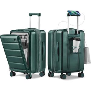 20IN Carry On Luggage Airline Approved - Expandable Hardside Suitcase with 16" Laptop Compartment, Cup Holder, Phone Mount, USB Port,TSA Lock, 360Spinner Wheels (Forest Green)