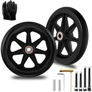 2Pcs 6 Inch Replacement Wheelchair Wheels for Walkers - Environmentally Friendly Rubber Material, Wear-Resistant PU Tires, Anti-Slip, and Durable ABS Wheel Hub (6IN Narrow 2Pcs)