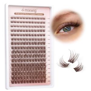 Brown Lash Clusters Natural Wispy Eyelash Clusters Extensions 8-16MM Lash Extension CD-curly Brown Eyelash Cluster Individuals Faux Mink Lashes Eyelash Extension