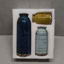 Ceramic Vase Set of 3, Farmhouse Decorative Vase for Pampas Grass, Living Room, Bathroom,Bookshelf, Centerpieces (Blue/Navy Blue/Yellow)