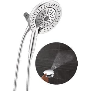 Delta 6-Setting In2ition 2-in-1 Dual Shower Head with Handheld High Pressure ProClean Spray, Chrome Detachable Shower Head with Hose, 1.75 GPM Flow Rate, Chrome 75655