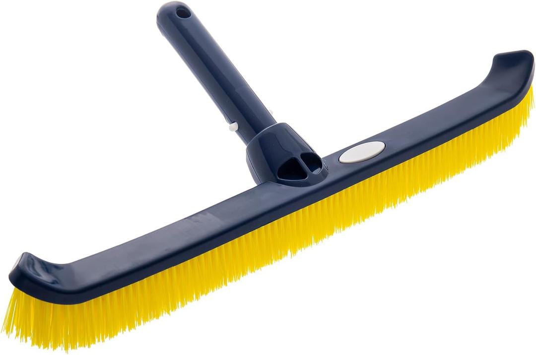 18" Swimming Pool Cleaning Brush with Curved Edge Design - Heavy-Duty Bristles for Inground/Above Ground Pools -Compatible with Standard Telescopic Poles (Pole Sold Separately)