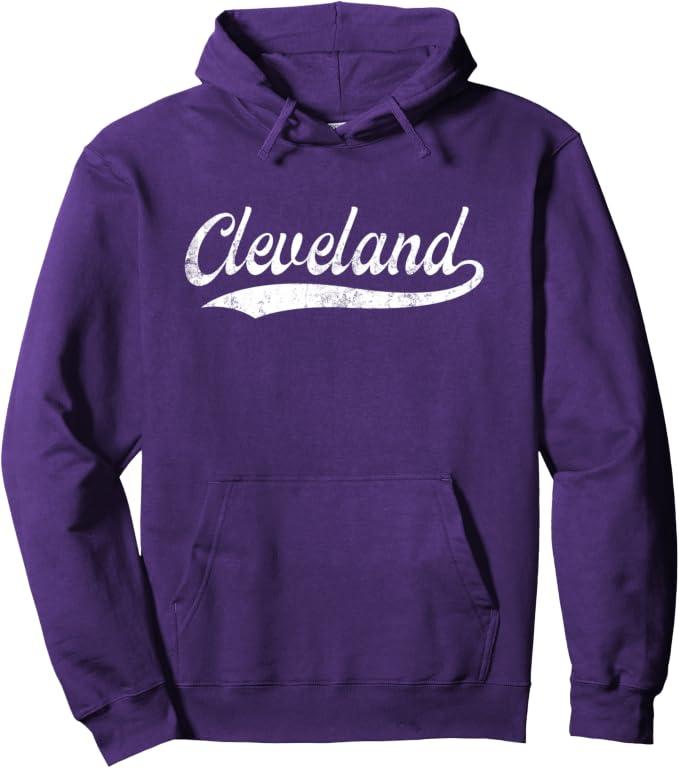 Vintage Cleveland Ohio Distressed OH Apparel Pullover Hoodie, Large