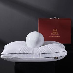 L LOVSOUL Goose Feather Down Pillow Standard Size of 1,Ultra Soft 100% Organic Cotton Fabric, 700TC,800 Fill Power, Luxury Hotel Collection Bed Gusseted Pillows for Back, Stomach or Side Sleepers (White)