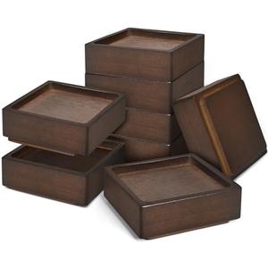 Sopicoz Wood Bed Risers, Heavy Duty Wood Blocks, 1 inch Stackable to 2 inch 3 inch 4 inch High, Furniture Risers for Couch Sofa Cabinet Ottoman End Table (8pcs Square)