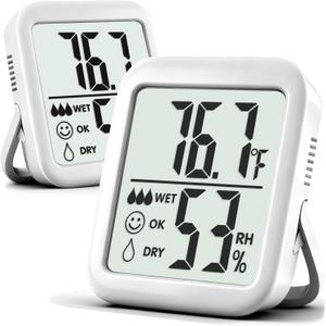 Antonki 2 Pack Room Thermometer for Home, Hygrometer Indoor Humidity Meter Gauge, Digital Temperature and Humidity Monitor Sensor for House, Terrarium, Incubator, Greenhouse - Battery Included (2 Pcs * Classic White ( 90%+ Choice for Home ))