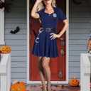 Police Costume Adult Women Cop Costume Dress for Cosplay Halloween Costumes (Blue, L)