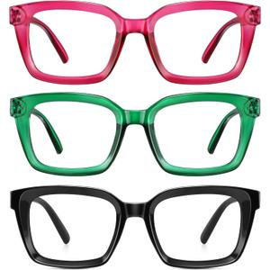 XVXV Reading Glasses for Women Men - Blue Light Blocking Readers Oversize Square Anti Glare with Spring Hinge