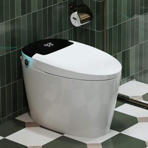 YULIKA Tankless Smart Toilet Elongated 1.28 GPF Bidet Toilet with Auto Flush Warm Water Foot Sensor Operation in White