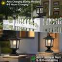 Derynome Solar Post Cap Lights,Waterproof Outdoor Light for 4x4 Wooden Posts, Solar Lights with Glass Shade for Deck Fence Patio Post Decor,Matte Black (2 Pack)