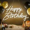 HMT Happy Birthday Neon Sign USB Powered 19.611.8 Inch Large LED Light Up Sign for Backdrop & Birthday Party Decor