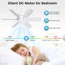 Fanspex 20.5'' Socket Ceiling Fan Light, 5 Fan Speeds with 3 Colors Adjustable Light, 8 Hours Timer (White)