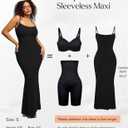 Popilush Bodycon Dresses for Women Shapewear Tummy Control Maxi Dress Built in Bra Spaghetti Strap Formal Party Summer (Black, L)