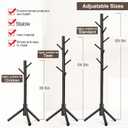 WANGMUXIA Coat Rack, Freestanding Coat Rack with 8 Hooks and 3 Adjustable Size Tree Coat Racks for Bedroom, Hallway, Entrance, Office, for Hats, Coats, Scarves, Handbags