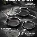 Non Stick Frying Pans with 2 Lids, 8+10+12 inch, Hybrid Frying Pans Set Nonstick, Skillets Stainless Steel Fajita, Dishwasher & Oven-Safe, Induction Compatible Cooking Pan, PFOA Free Cookware