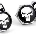 4 PCS License Plate Screw Fasteners, Skull License Plate Screws, License Plate Bolts Decorative Kit, Fit Vehicles Motorcycle Trucks SUV (Silver & White)