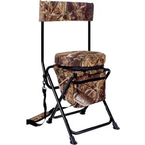 AUSCAMOTEK 360-Degree Swivel Hunting Chair with Thick Cushion - Foldable and Portable Camo Chair for Outdoor Hunting,  Woodland Camo