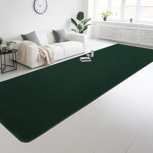 Large Modern Runner Rugs for Living Room Bedroom, 2x6 Feet Dark Green Ultra Soft Thickened Memory-Foam Indoor Rug, Comfy Aesthetic Solid Minimalist Carpets for Girls Boys Nursery Dorm Home Decor
