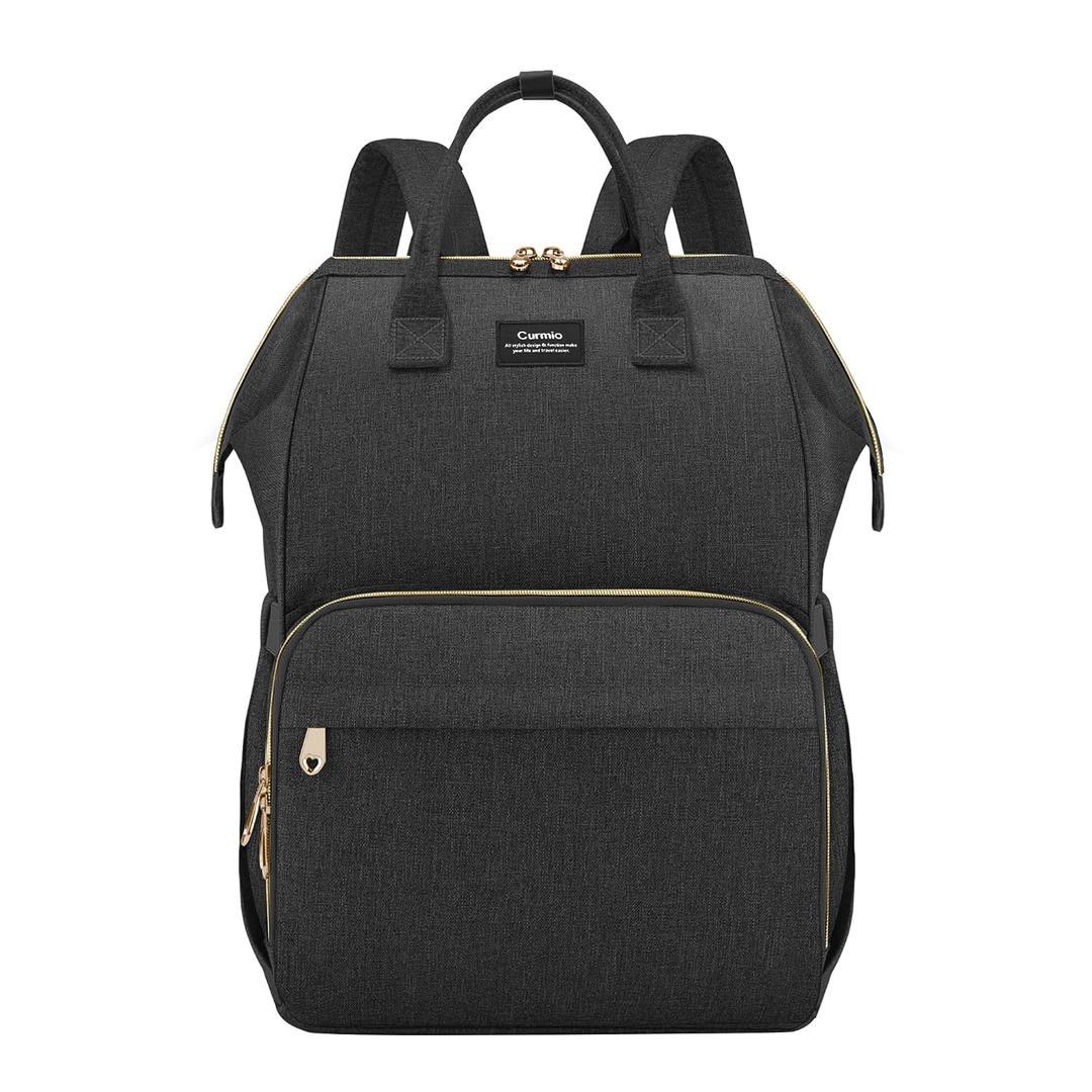 CURMIO Breast Pump Bag Backpack Compatible for Spectra S1, S2, Medela, Pumping Tote with Compartment for Cooler Bag, with Padded Laptop Sleeve for Working Moms, Black
