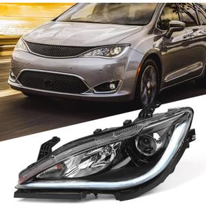 FIONE HID Xenon Model Only Headlight Assembly Compatible with Chrysler Pacifica 2018 2019 2020 Replacement Headlamp Black Left Driver Side LH 68228949AF CH2518152
