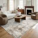 Washable Rugs 5x7 Area Rugs for Living Room,Rug for Bedroom, Vintage Distressed Non-Slip, Ultra Soft Faux Wool Carpet for Dining Room, Beige Brown for Home Office Dcor