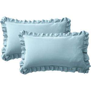 Ruffle Pillow Cases King Size Set of 2 – Soft Wrinkle Resistant Brushed Microfiber Ruffled Pillowcases –Envelope Pillow Shams Cover Festive Gift for Hotels, Guest Rooms 20x36 Inch (Baby Blue)