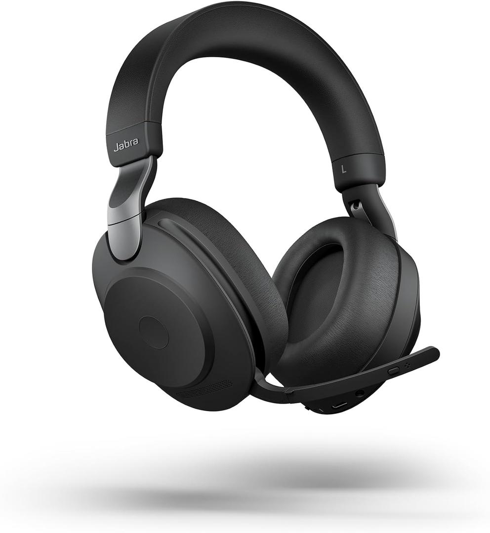 Jabra Evolve2 85 Wireless PC Headset  Noise Cancelling UC Certified Stereo Headphones with Long-Lasting Battery  USB-C Bluetooth Adapter  Black (USB-C Dongle)