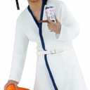 Christmas Vacation Cousin Eddie Costume Role Play White Robe Belt with Trapper Hat for Men Halloween Party (White)