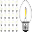 Vruxuri 25 Pack C9 LED Christmas Light Bulbs, C9 Replacement Bulbs Shatterproof Dimmable for Christmas String Lights, C9/E17 Base Sockets, Warm White