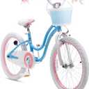 RoyalBaby Girls Bike with Training Wheels and Dual Handbrake, Stargirl Kids Bicycle 20 Inch Toddlers to Big Kids 7-13 Years, Sky Blue