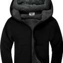 ZITY Boys Zip Up Hoodie Fleece Jacket Kids Sherpa Lined Sweatshirts Outerwear Unisex Warm Winter Coat 6-15 Years Old (Black)