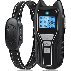 Dog Shock Collar with Remote Control - Rechargeable Dog Training Collar, IPX7 Waterproof E Collar for Dogs with 4 Safe Modes Flashlight Beep Vibration Shock Ideal for All Dog Sizes (8-150lbs) Silver
