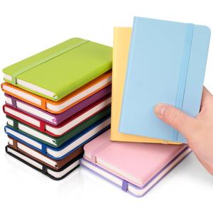 Dynta Pocket Notebook Journals, 12 Packs Small Notebook 3.5" x 5.5", 120 Pages/60 Sheets, 12 Colors, Mini Cute Leather Hardcover Journal bulk, College Ruled Note Pads for Office, Traveling