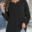 CHICGAL Sweatshirt for Women Long Sleeve Shirts Crewneck Color Block Loose Fit Pullover Fall Tops (Black, XL)