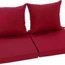 Waterproof Patio Cushions for Outdoor Furniture, Fade Resistant Back Pillow and Seat Cushion Set for Couch Replacements, 24 x 24 Inch, Red, Set of 2