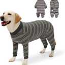 Dog Recovery Suit, Pet Surgery Suits for Female Male, Striped Recovery Shirt Dog Abdominal Wounds Bandages, E-Collar & Cone Alternative, Neuter Stop Licking Onesie Body Suits for XLarge Dogs
