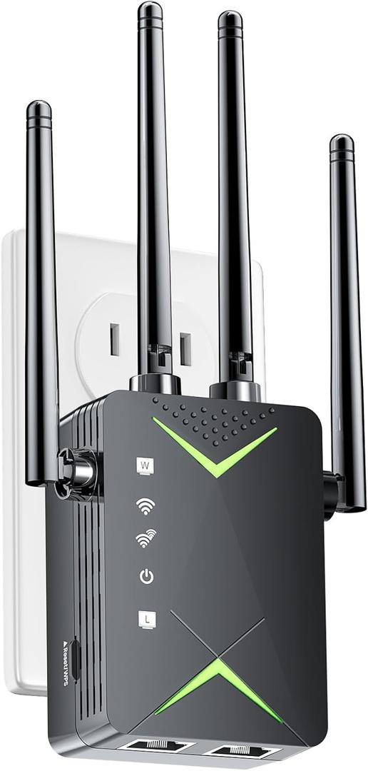 WiFi Extender Signal Booster, Up to 12,000 Sq Ft & 50 Devices, Whole Home Coverage Internet Repeater Works with Any Router | AP Mode with Ethernet Port