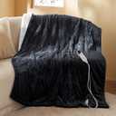Bedsure GentleSoft Heated Blanket Throw - Soft Ribbed Flannel Electric Blanket, Heating with 4 Time Settings, 6 Heat Settings, and 3 hrs Timer Auto Shut Off, Gifts for Grandma (50x60 inches, Black)