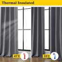 Grey Blackout Curtains for Bedroom Living Room 72 Inches Long 2 Panels Set, Soft Solid Thermal Room Darkening French Door Curtain, Modern Rod Pocket Design, Grey, 40" Wx72 L