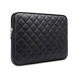 RAINYEAR 16 Inch Laptop Sleeve Diamond PU Leather Case Shockproof Water Resistant Zipper Cover Carrying Bag Compatible with 16" MacBook Pro/Max A2141 A2485 A2780 A2991 A3403 A3186(Black)