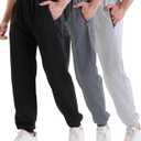 3 Pack Sweatpants for Men Athletic Gym Workout Mens Joggers with Zipper Pockets Active Running Pants (XX-Large, Black / Dark Grey / Light Grey)