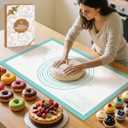 Non-Stick Silicone Pastry Mat, Thick Silicone Baking Mat - Dough Mat for Rolling, Silicone Mat for Baking Cookies Macarons Bread, Extra Large 26 x 16 Inch (Mint)