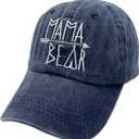 Waldeal Women's Embroidered Mama Bear Hat, Vintage Distressed Denim Mom Baseball Cap (Navy)