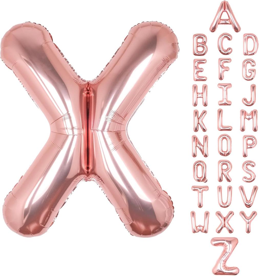Letter Balloons 40Inch Large Giant big Foil Mylar Rose Gold Balloons X for Birthday Party Decorations