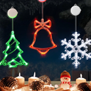 LOLStar Christmas Window Decorations,3 Pack Jingling Bell,Christmas Tree,Snowflake Christmas Window Lights with Suction Cup, Timer Function & Slow Fade Mode Battery Operated Indoor Lights