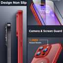 SPIDERCASE Magnetic for iPhone 16 Pro Max Case, Translucent Matte with 2PCS Tempered Glass Screen Protector [Upgraded Full Camera Protection] Anti-Scratch Slim Phone Case Slim Phone Case,Red