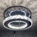 8Inch Round White Crystal Chandelier for Living Room Modern Ceiling Light for Hall Dining Room Led Fixtures Hanging Ring Pendent d4pa1
