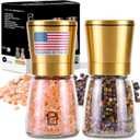 Premium Salt and Pepper Grinder Set - 5 oz, Golden Stainless Steel - S&P Spice Shakers - Refillable & Adjustable Coarseness Hand Mill for Spices & Seasonings - by PJC-Kitchen