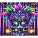 Mardi Gras Backdrop Banner Carnival Masquerade Photography Backgrounds Mask Colorful Backdrop Party Decoration Banner Studio Props Seasonal Decor Home and Party Banner 71x43 Inch (Feathered Mask#003)